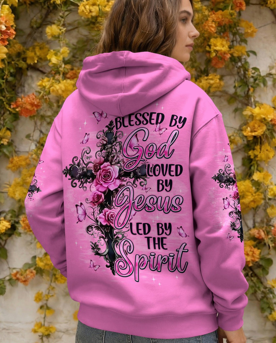 Holy Cross Blessed By God Loved By Jesus Led By The Spirit Hoodie Women's Christian Gifts - Lilybirchmarket
