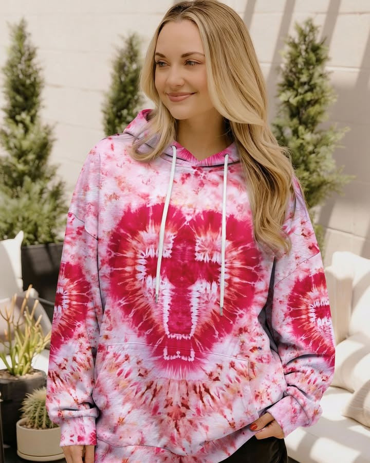 Holy Cross Heart Tie Dye Hoodie Women's Colortone Hoodie Faith Christian Clothing - Lilybirchmarket