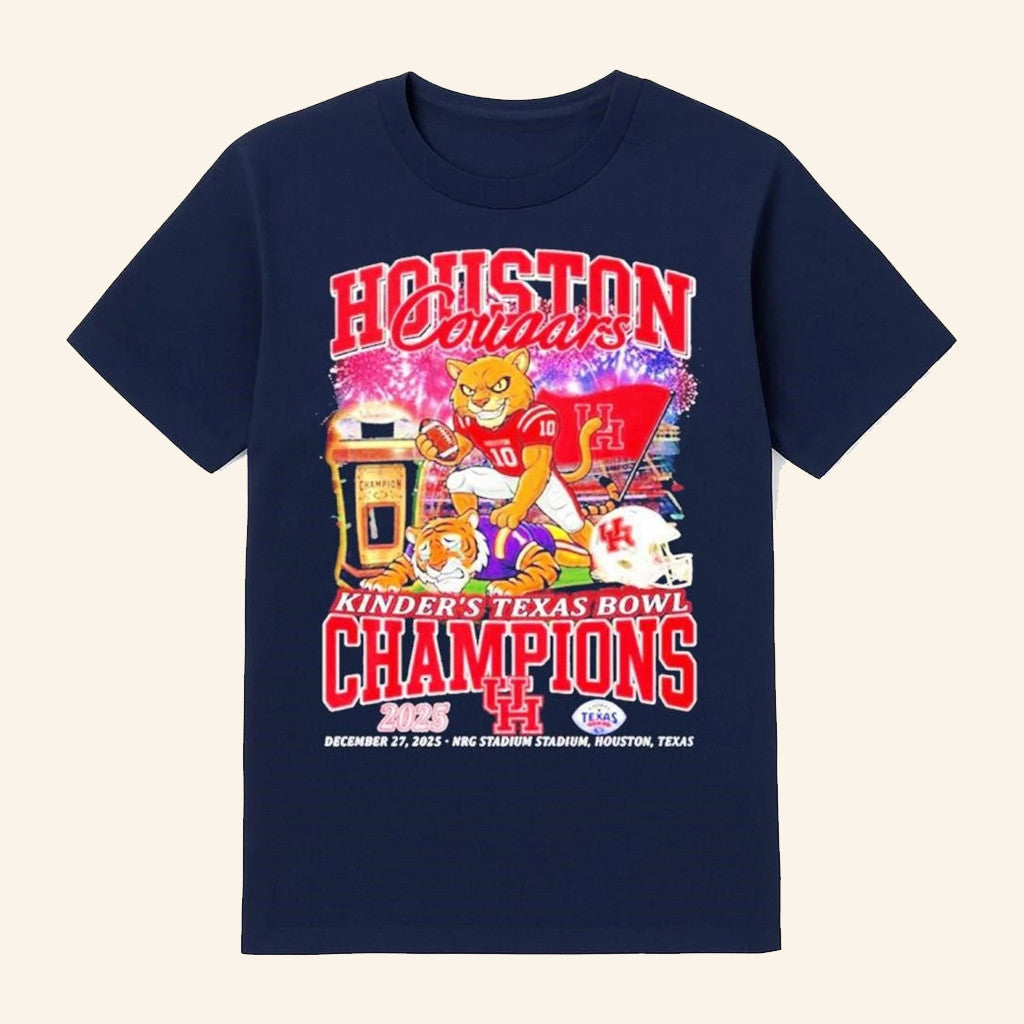 Houston Football 2025 Kinder's Texas Bowl Champions Mascot T-Shirt Houston Football Merch Gifts - Lily Birch Market
