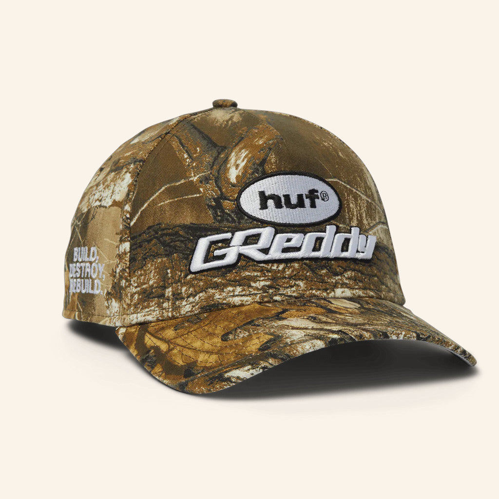 Huf Worldwide Merch Embroidered Huf X Greddy New Era A Frame Camo Hat Dad Christmas Gifts - Lilybirchmarket