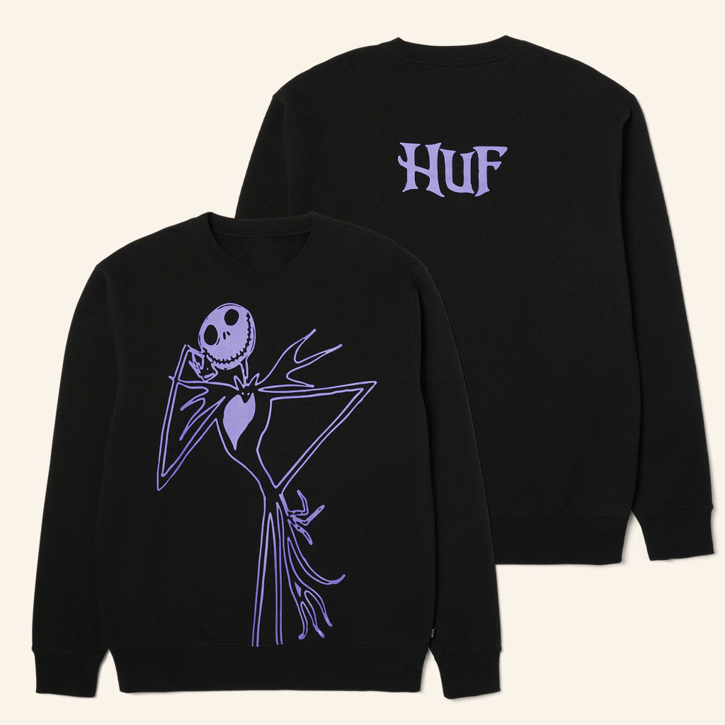 HUF Worldwide Merch Jack Skellington Crewneck Sweatshirt Christmas Gifts For Boyfriend - Lilybirchmarket