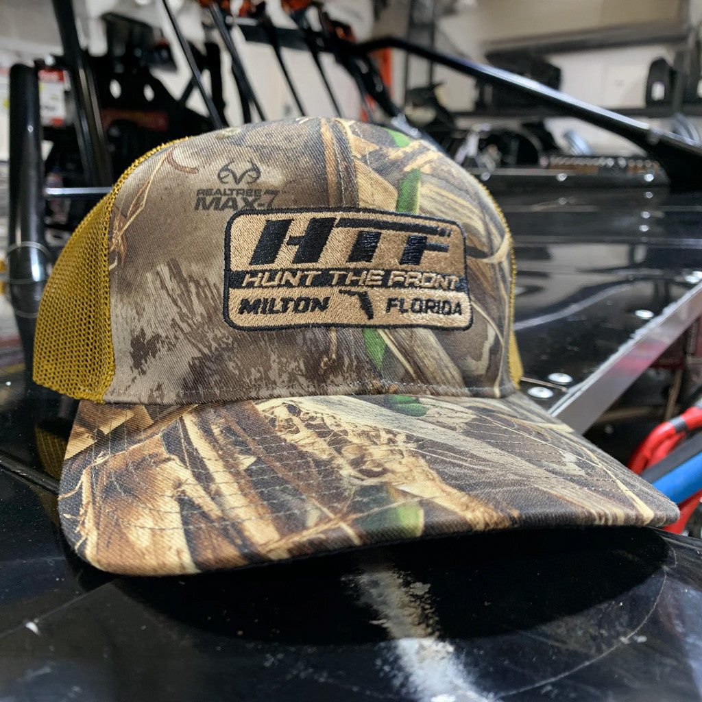 Hunt The Front Merch HTF Florida Emblem Camo Trucker Hat Cool Gifts For Husband - Lilybirchmarket