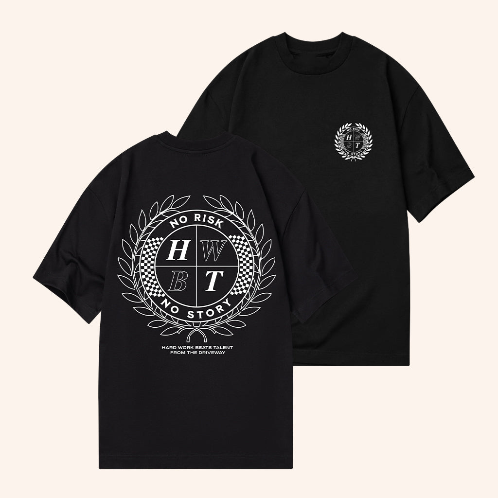 HWBT Merch Crest T-Shirt Black No Risk No Story Shirt Gifts For Brothers - Lily Birch Market