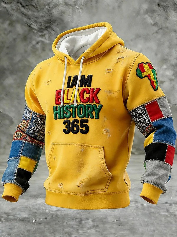 I Am Black History 365 Hoodie Men Colorblock Patchwork Art Best Gift For Black Pride - Lilybirchmarket
