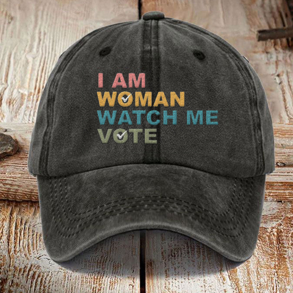 I Am Woman Watch Me Vote Hat 2024 Election Political Hat Feminist Gifts - Lilybirchmarket