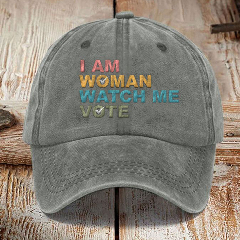 I Am Woman Watch Me Vote Hat 2024 Election Political Hat Feminist Gifts - Lilybirchmarket