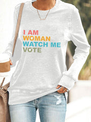 I Am Woman Watch Me Vote Sweatshirt 2024 Election Political Sweatshirt Feminist Gifts - Lilybirchmarket
