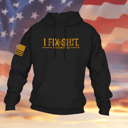 I Fix Sht Hoodie That's What I Do Hooded Sweatshirt USA Flag Patriotic Apparel Black - Lilybirchmarket