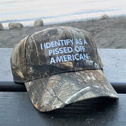 I Identify As A Pissed Off American Embroidered Camo Hat USA Patriotic Political Hat - Lilybirchmarket