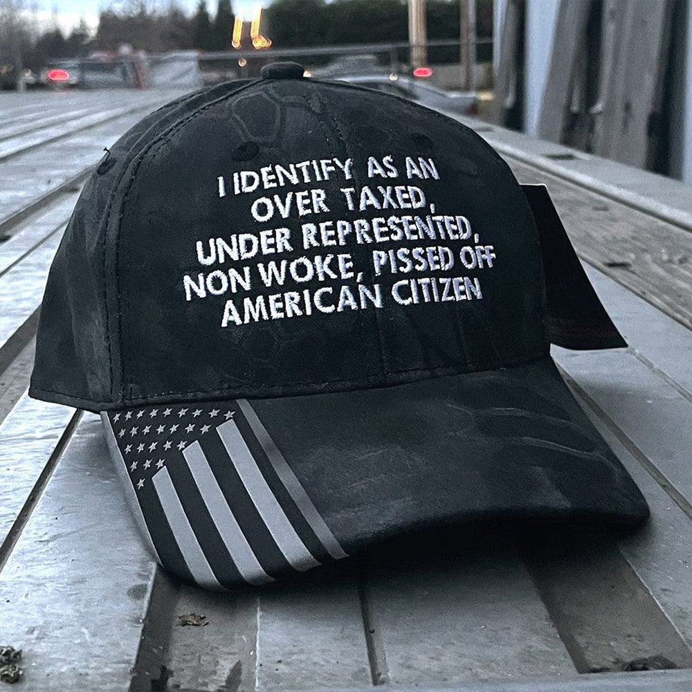 I Identify As An Over Taxed Under Represented Embroidered Camo Hat Funny Saying Political Hat - Lilybirchmarket