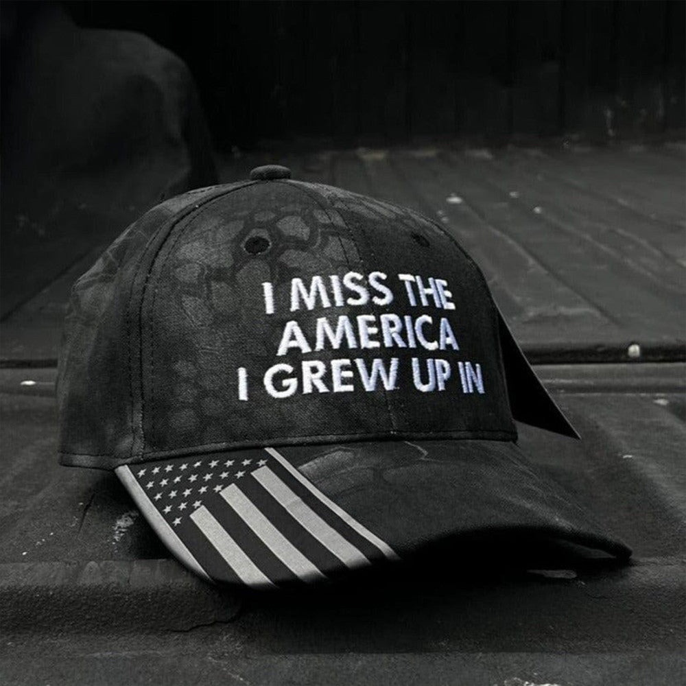 I Miss The America I Grew Up In Embroidered Camo Hat Mens Patriotic Hats Gifts For Veterans - Lilybirchmarket