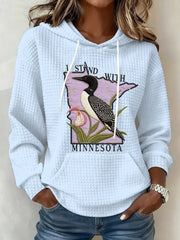 I Stand With Minnesota Hoodie Women's MN State Bird Loon Resistance Apparel Fck ICE Merch - Lilybirchmarket