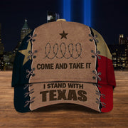 I Stand With Texas Hat Come Take It Barbed Wire Hat MAGA Merch Texas Flag Hat - Lilybirchmarket