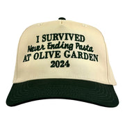 I Survived Never Ending Pasta Hat Embroidery At Olive Garden 2024 Hat Fan Merch - Lilybirchmarket