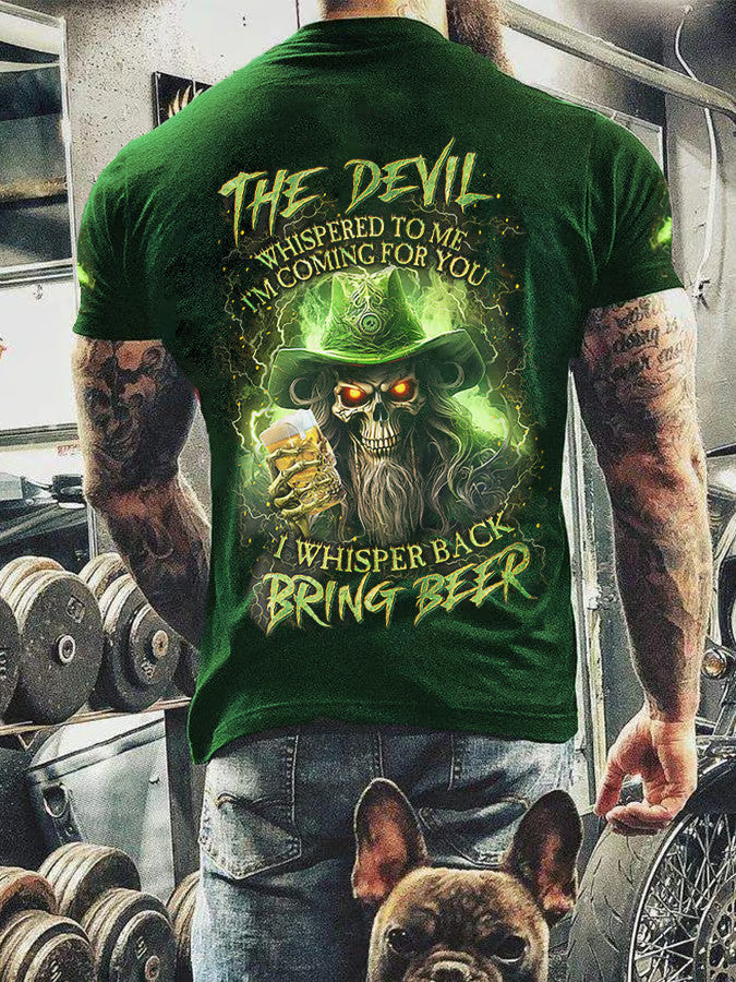 I Whisper Back Bring Beer St Patrick Skull T-Shirt St Patrick's Day Outfit St Pattys Day Gifts - Lily Birch Market