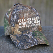 I'd Rather Be An American Than A Democrat Embroidered Camo Hat Anti Democrat Patriot Hat - Lilybirchmarket