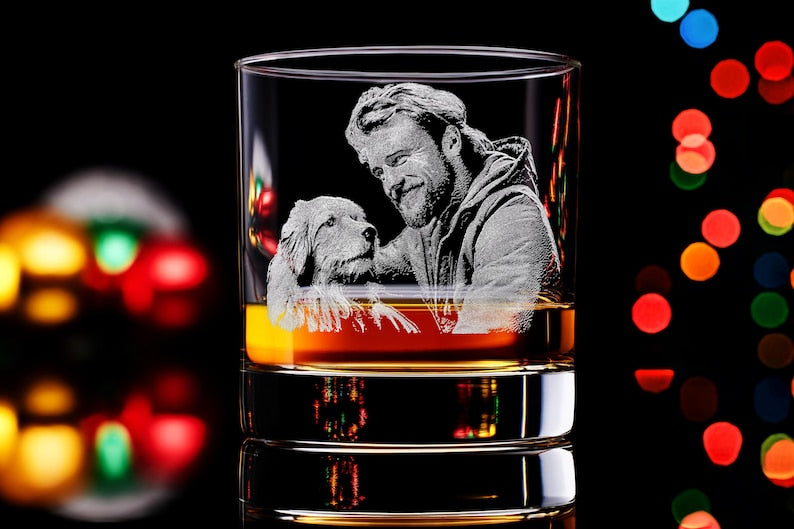 Engraved Whiskey Glass Custom Photo Handwriting Personalized Christmas Gift for Dad or Husband