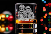 Unique Whiskey Glass Custom Photo Engraving Personalized Holiday Gift Box for Dad or Husband