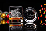 Custom Photo Engraved Whiskey Glass Personalized Gift Box Christmas Gift for Dad or Husband