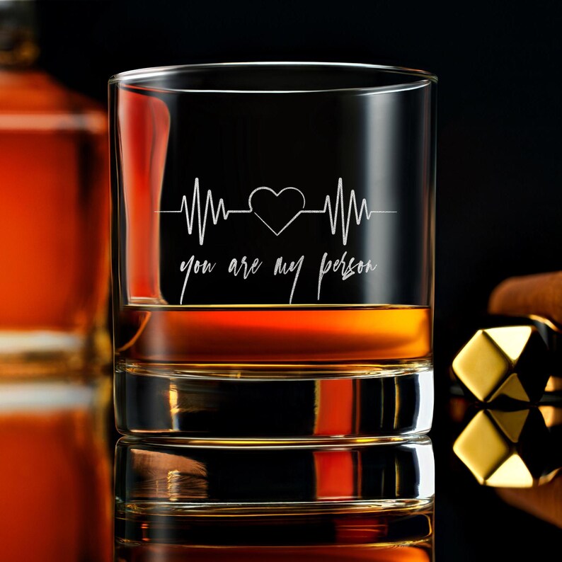 Custom Whiskey Rocks Glass You Are My Person Personalized Gift Box Anniversary Gift for Boyfriend or Him