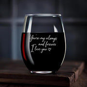 Custom Secret Message Stemless Wine Glass Engraved Handwriting Personalized Gift for Him or Her