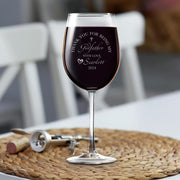 Custom Engraved Godfather Wine Glass Personalized Baptism Fathers Day Gift for Him