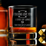 Personalized Whiskey Glass I Fking Love You Funny Custom Gift Box Whiskey Glass Gift for Husband or Him