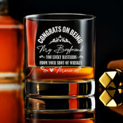 Congrats On Being My Boyfriend Whiskey Rocks Glass Custom Engraved Gift Box Fathers Day Gift for Him