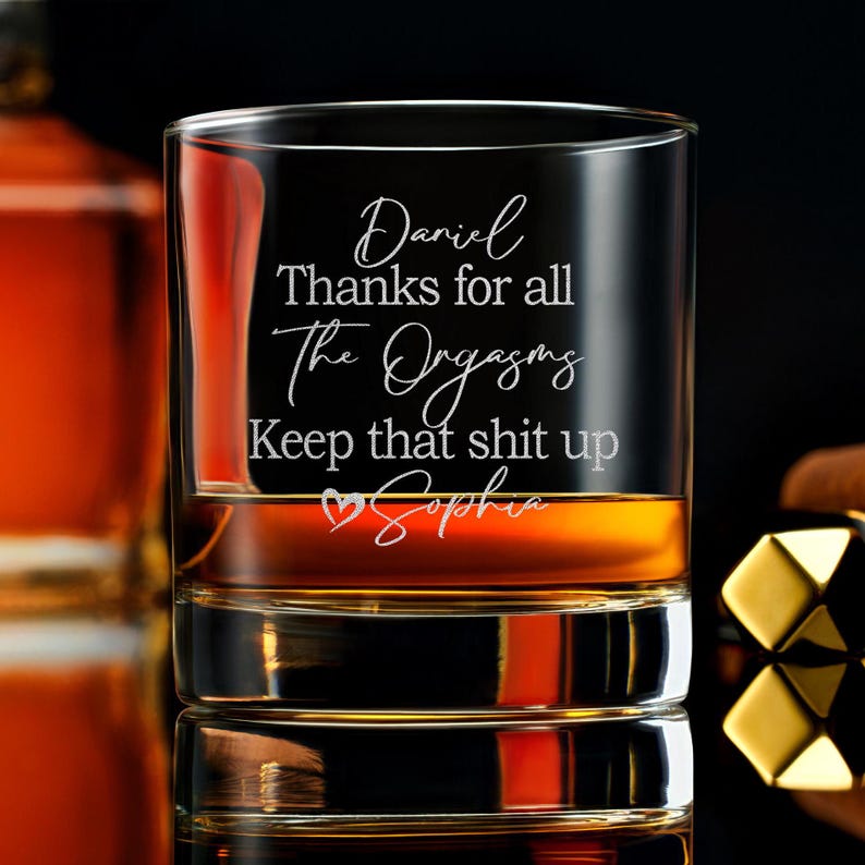 Custom Whiskey Glass Thanks For All The Orgasms Personalized Gift Box Birthday Gift for Husband or Boyfriend