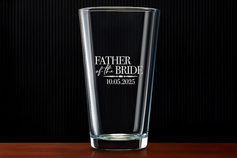 Personalized Beer Glass Custom Engraved Pint Wedding Gift Box Gift for Father of the Bride