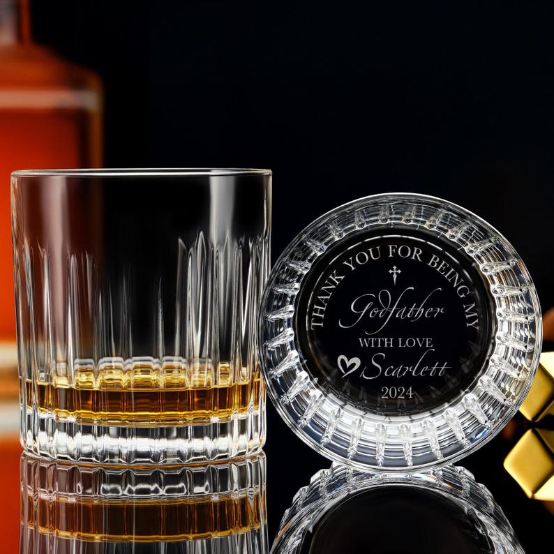 Personalized Crystal Whiskey Glass Custom Engraved Godfather Gift Box Fathers Day Gift for Him