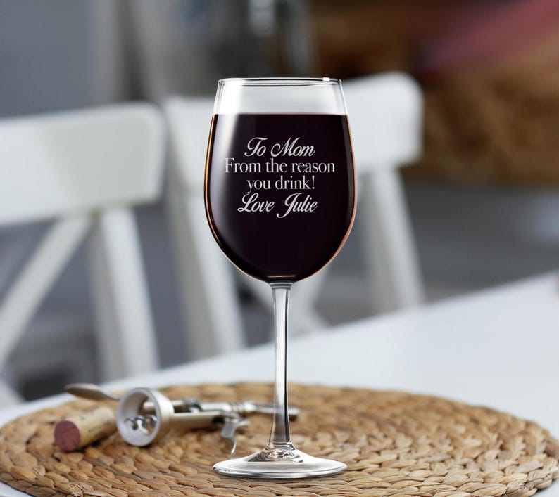Custom Wine Glass Moms Reasons To Drink Personalized Gift Box Mothers Day Gift from Daughter