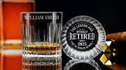Personalized Crystal Whiskey Glass Engraved Retirement Gift Custom Rock Glass Gift for Men Dad or Husband