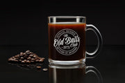 Unique 50th Birthday Coffee Mug Personalized Glass Cup Engraved Gift for Him Dad or Husband