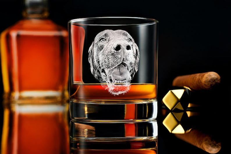 Custom Engraved Pint Glass Dog Picture Name Personalized Christmas Gift for Dog Lovers Dad or Husband