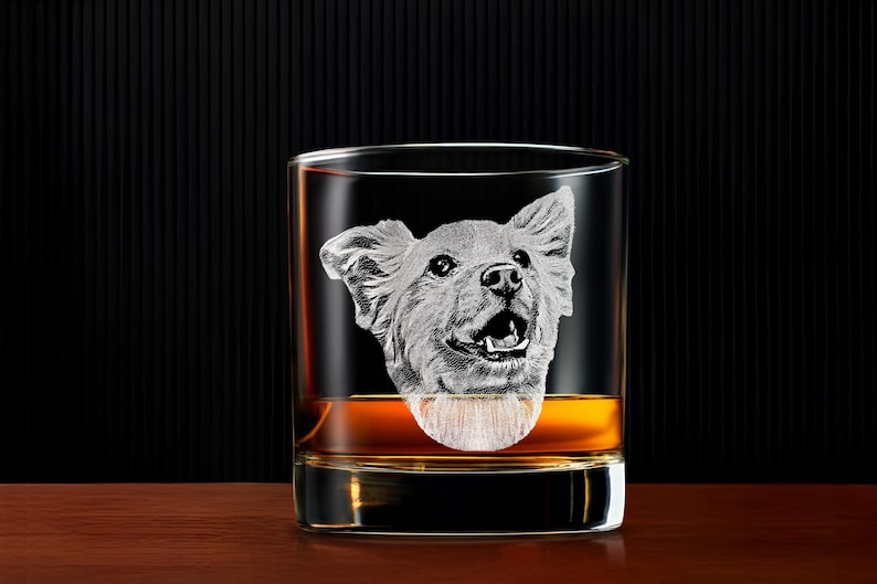 Custom Engraved Pint Glass Dog Picture Name Personalized Christmas Gift for Dog Lovers Dad or Husband