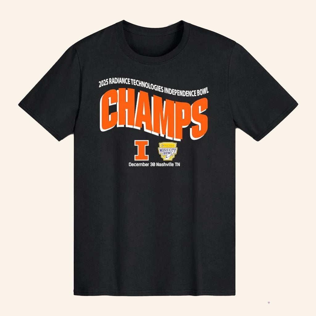 Illinois Football Merch 2025 Liberty Mutual Music City Bowl Champs T-Shirt Football Fan Gifts - Lily Birch Market