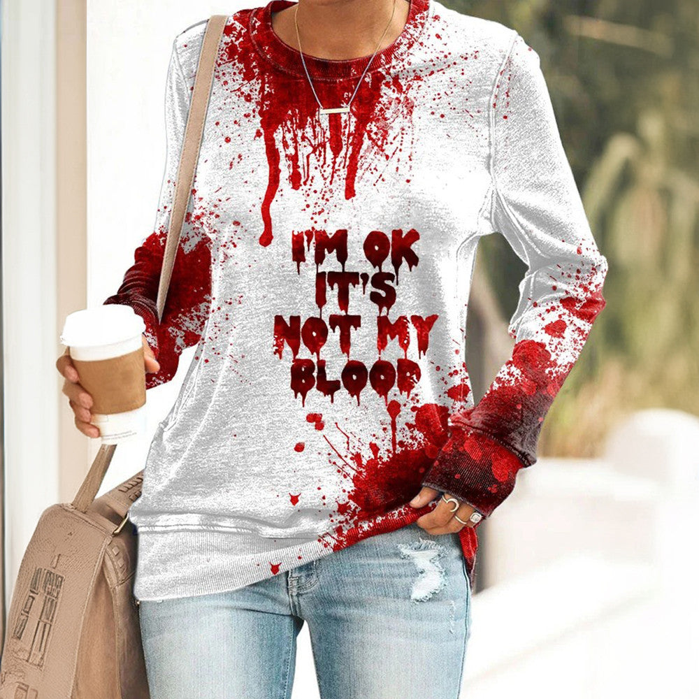 I'm Ok It's Not My Blood Sweatshirt Bloody Halloween Clothing Gifts For Adults - Lilybirchmarket