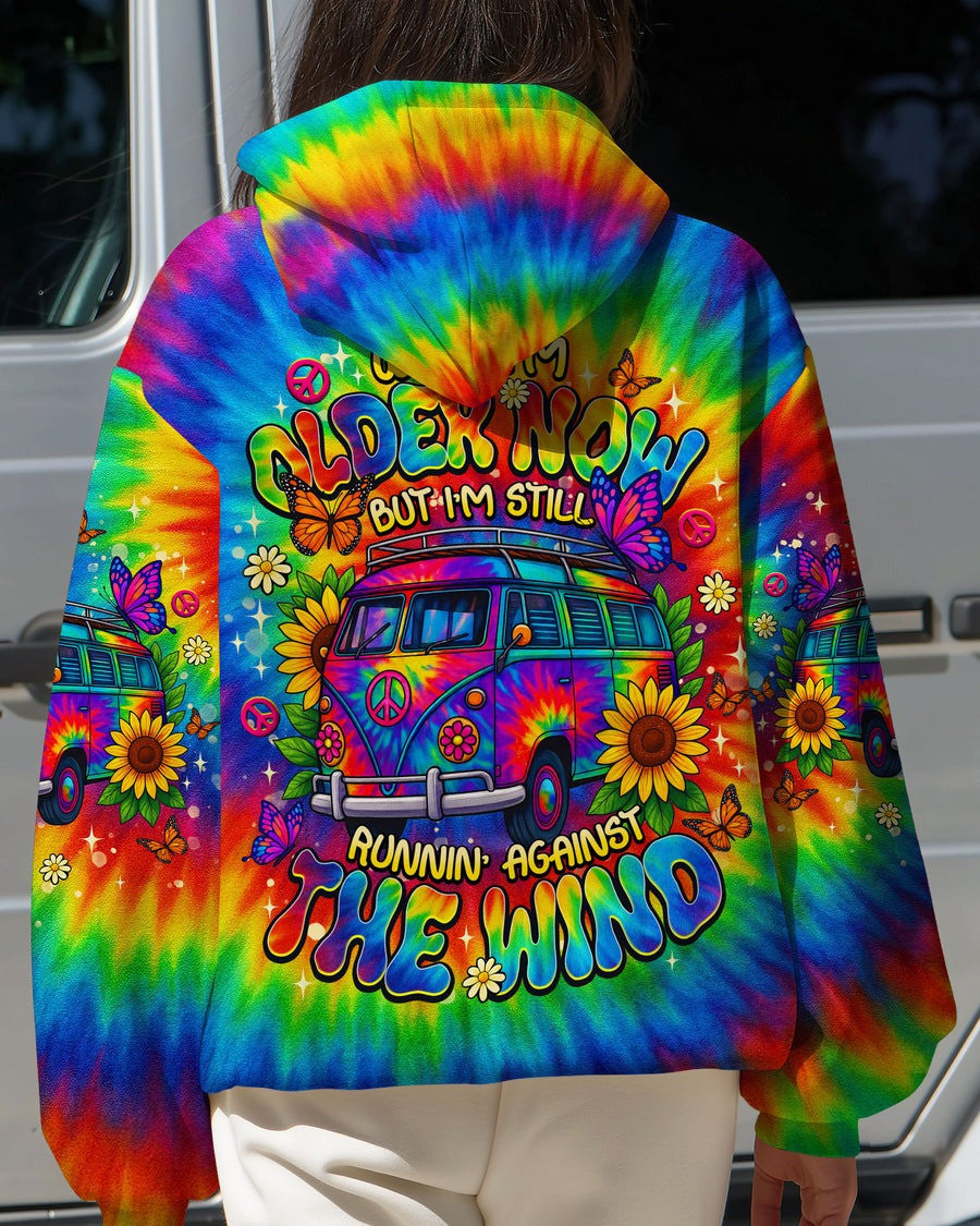I'm Older Now But I'm Still Running Against The Wind Tie Dye Hoodie Christmas Gifts For Her - Lilybirchmarket