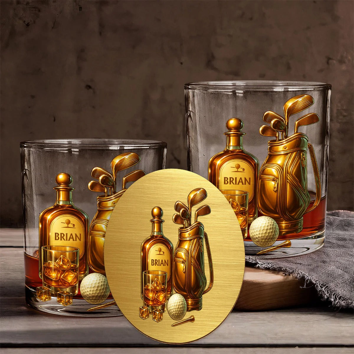 Whiskey & Golf Personalized Golf Whiskey Glass, Luxury Whiskey Glass, Gift For Golfer