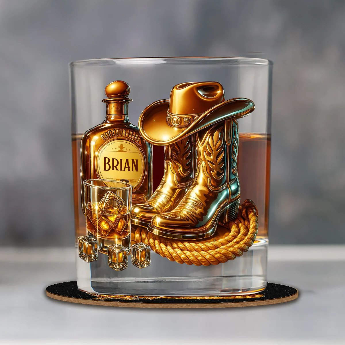 Custom Name Cowboy Boots Hat Whiskey Glass, Wild Spirit Unique Whiskey Glass, Cowboy Christmas Gifts