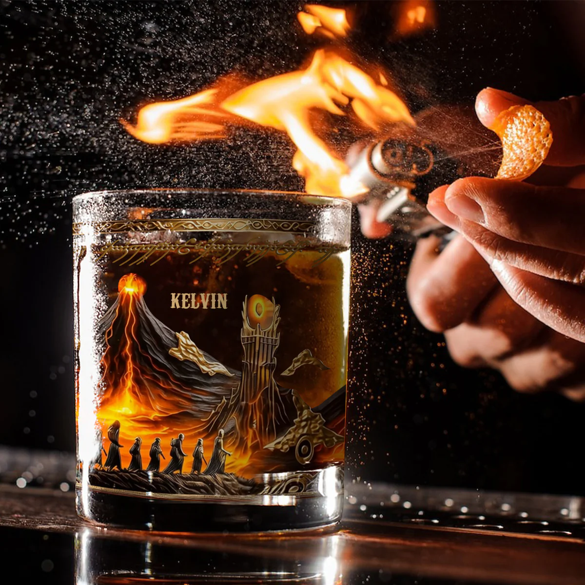 The One Glass to Rule Them All Whiskey Glass, Custom Name The Dark Lord Whiskey Glass