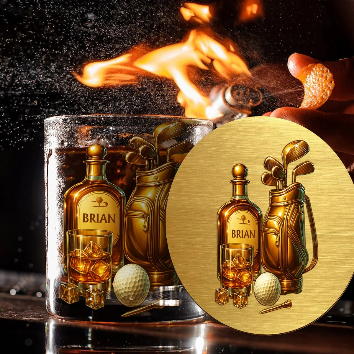 Whiskey & Golf Personalized Golf Whiskey Glass, Luxury Whiskey Glass, Gift For Golfer