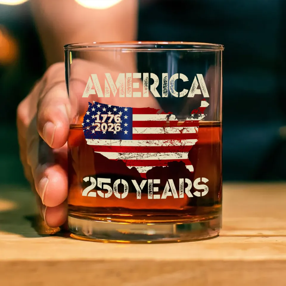 250 Years America Anniversary 250th Independence Day Whiskey Glass, Gift For Whiskey Lover