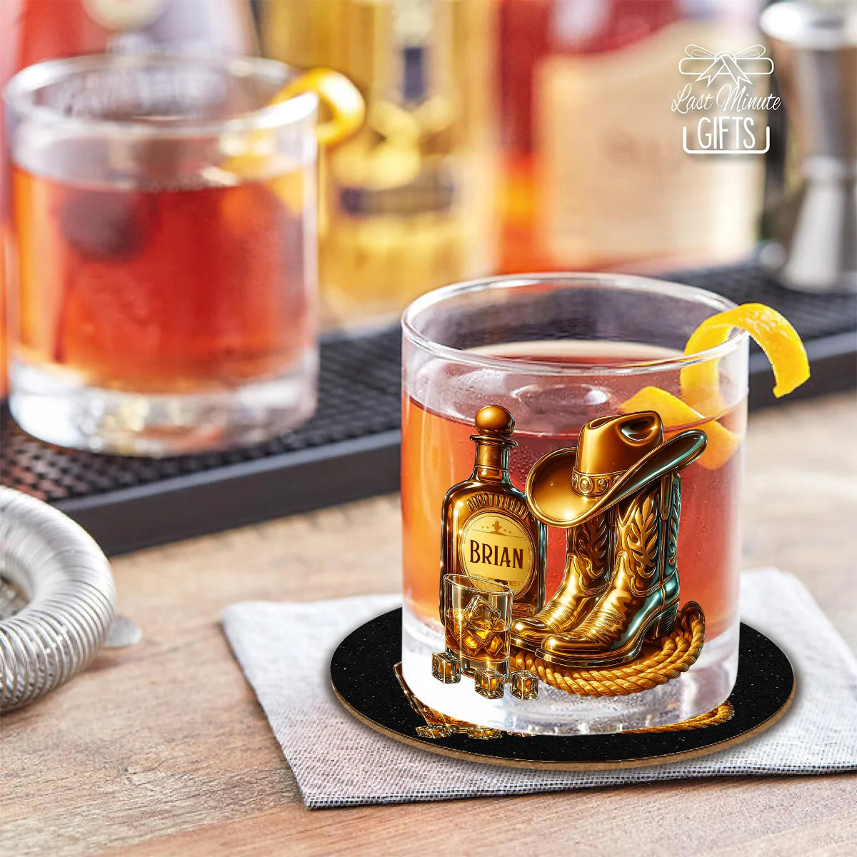 Custom Name Cowboy Boots Hat Whiskey Glass, Wild Spirit Unique Whiskey Glass, Cowboy Christmas Gifts