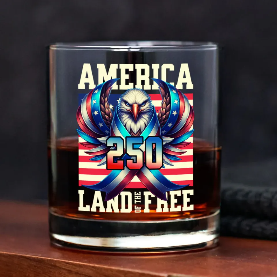 America 250 USA Freedom Liberty Whiskey Glass, Gift For Whiskey Lover American Glassware