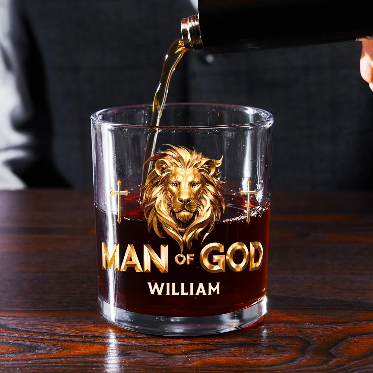 Man Of God Custom Whiskey Glass, Personalized Whiskey Glasses, Gifts For Bourbon Lovers