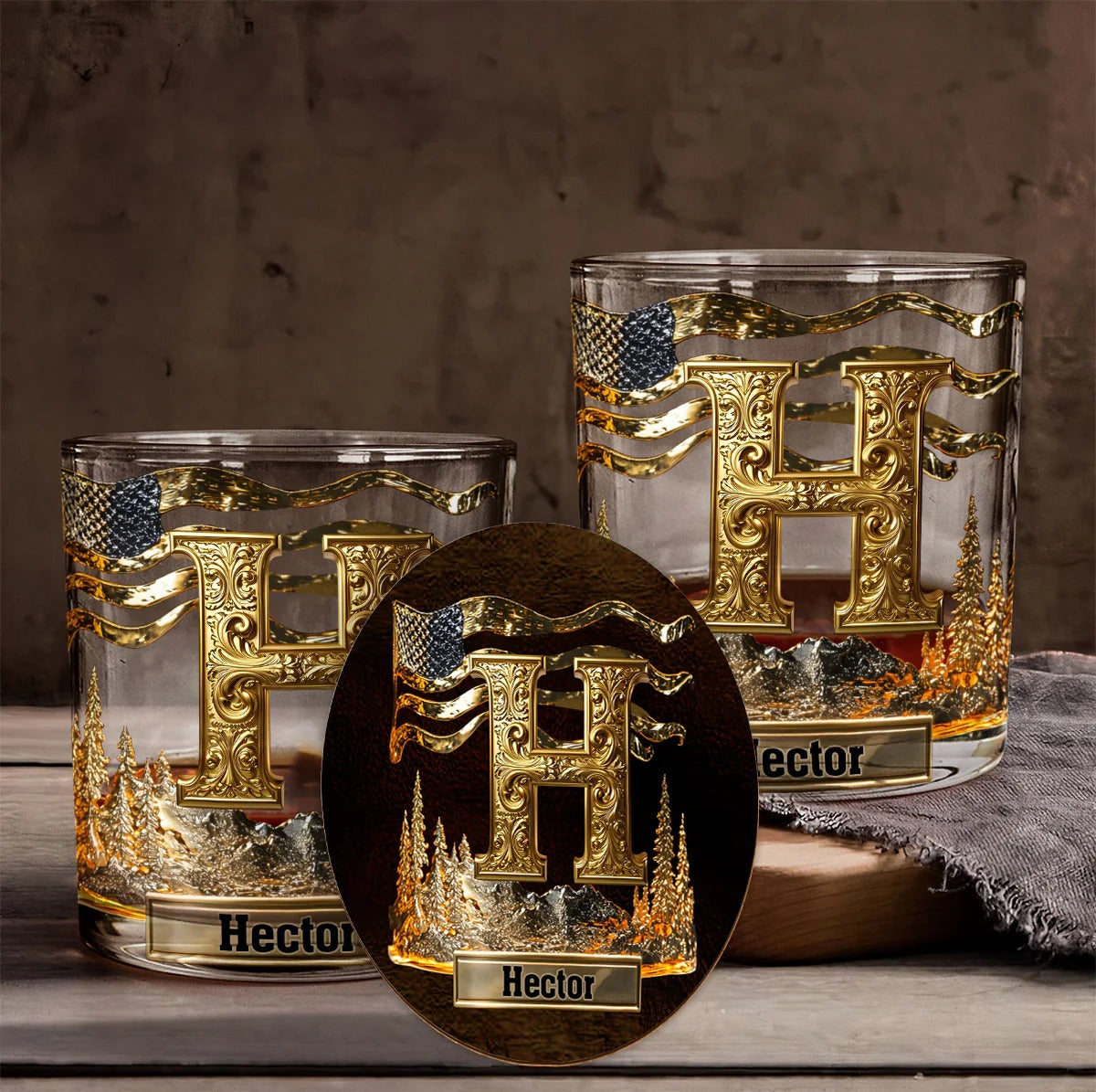 Alphabet Initial For Whiskey Lovers Personalized Whisky Whiskey Glass, Luxury Whiskey Glass