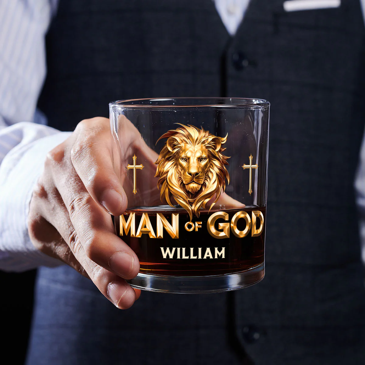 Man Of God Custom Whiskey Glass, Personalized Whiskey Glasses, Gifts For Bourbon Lovers