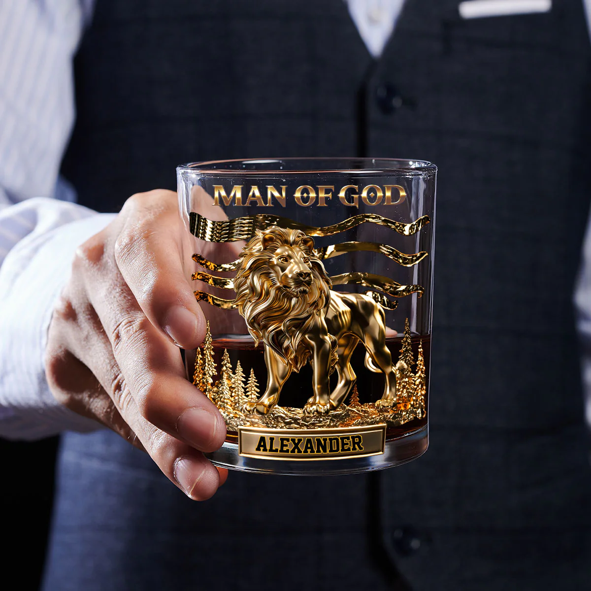 Man Of God Custom Whiskey Glass, Personalized Whiskey Glasses, Gifts For Bourbon Drinkers